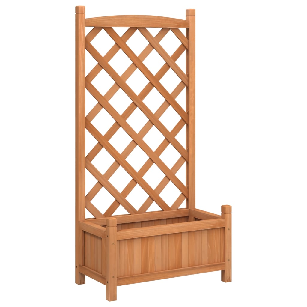 vidaXL Planter with Trellis Brown Solid Wood Fir