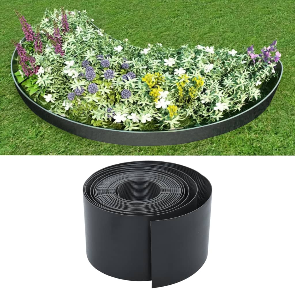 vidaXL Garden Edging Grey 10 m 15 cm PE