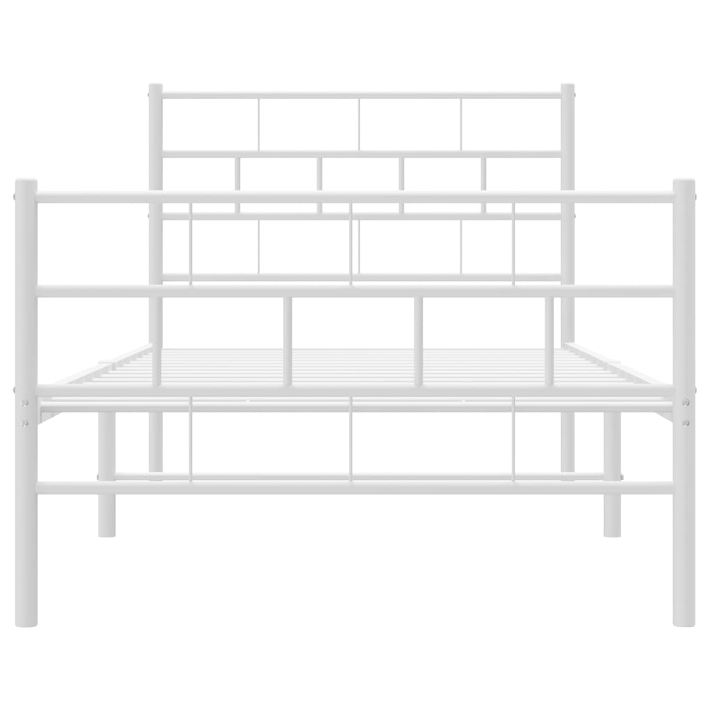 vidaXL Metal Bed Frame without Mattress with Footboard White 90x190 cm Single