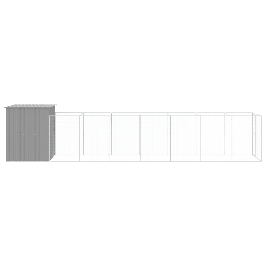 vidaXL Dog House with Run Light Grey 165x863x181 cm Galvanised Steel