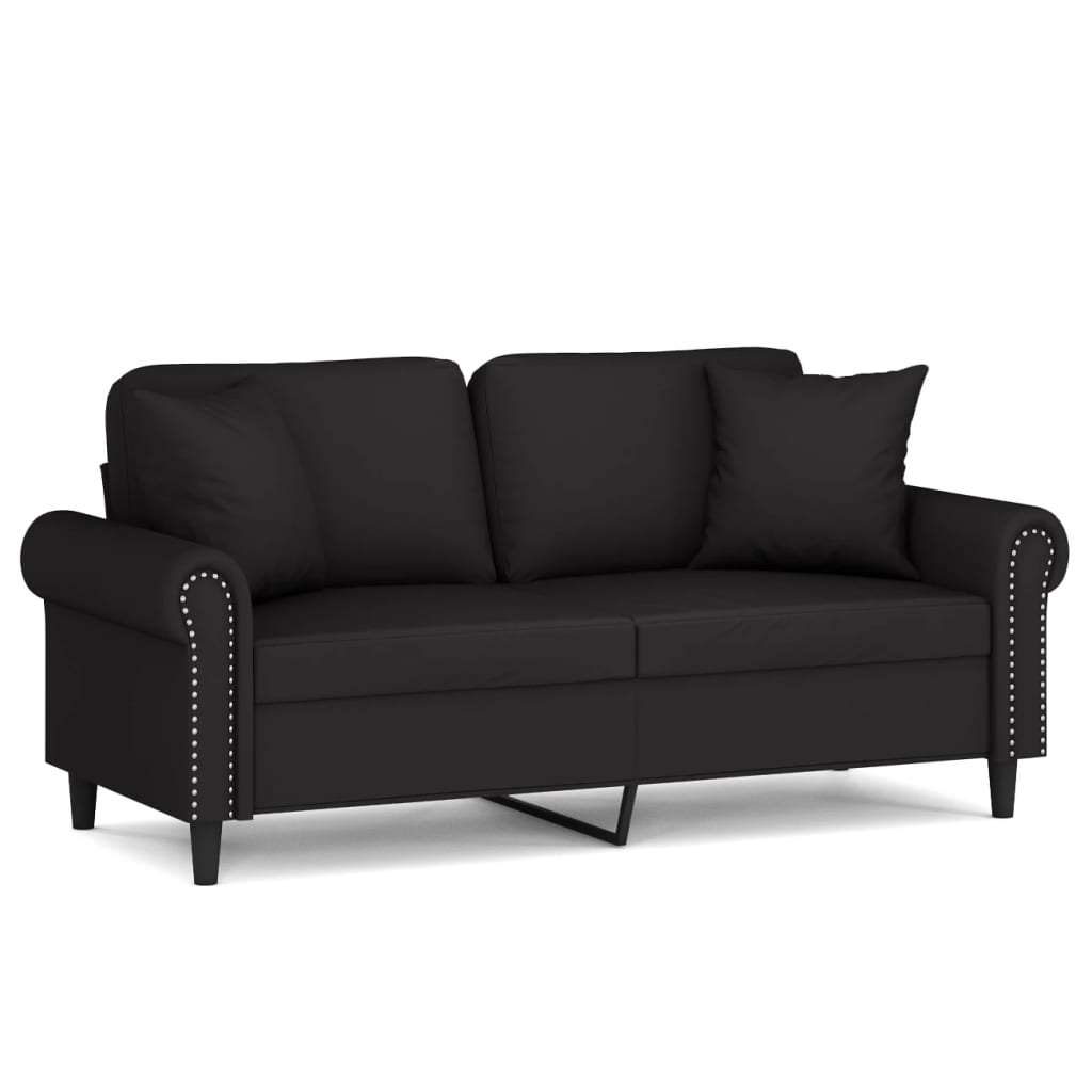 vidaXL 2-Seater Sofa with Throw Pillows Black 140 cm Velvet