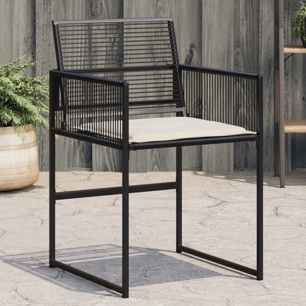 vidaXL Garden Chairs with Cushions 4 pcs Black Poly Rattan