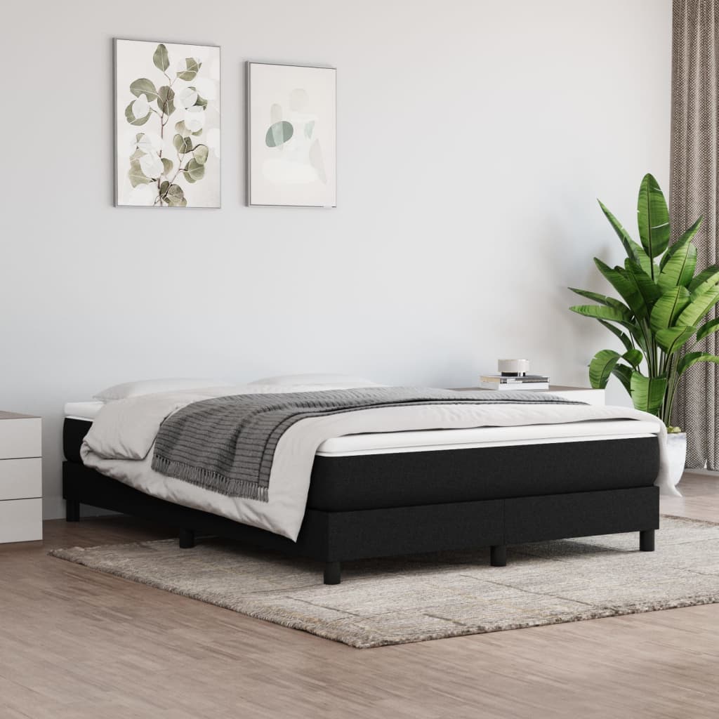 vidaXL Bed Frame without Mattress Black Double Fabric