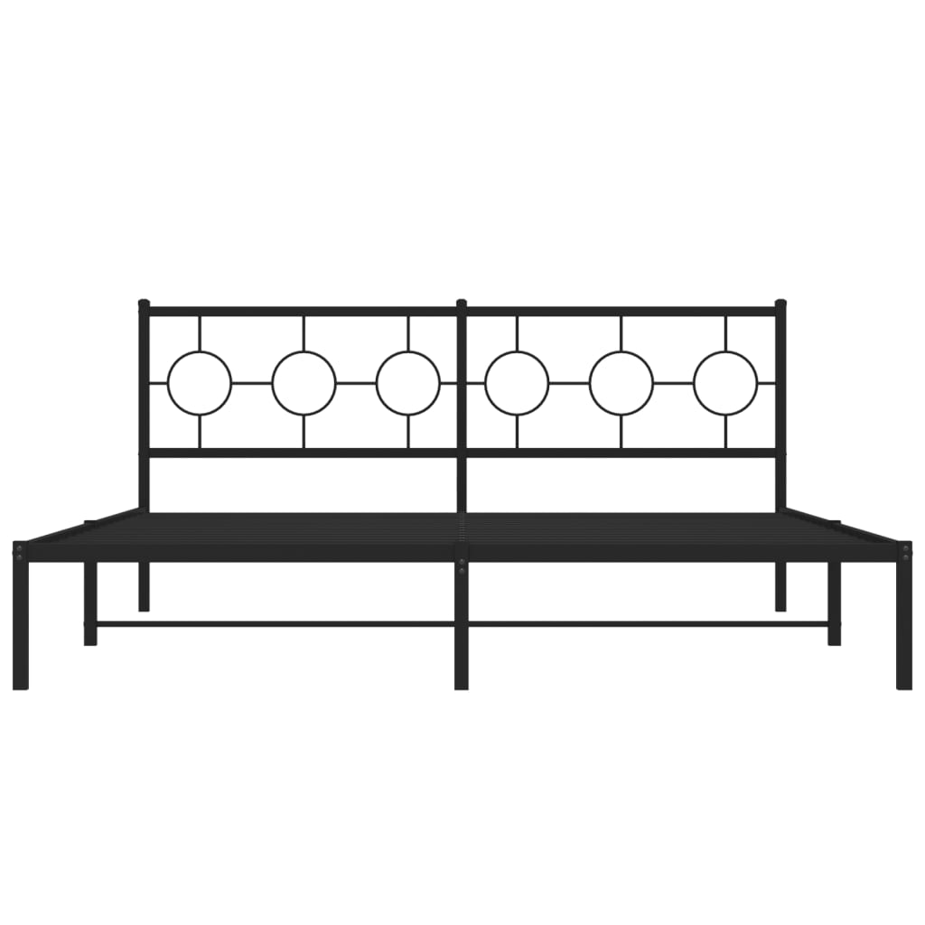 vidaXL Metal Bed Frame without Mattress with Headboard Black 180x200 cm Super King