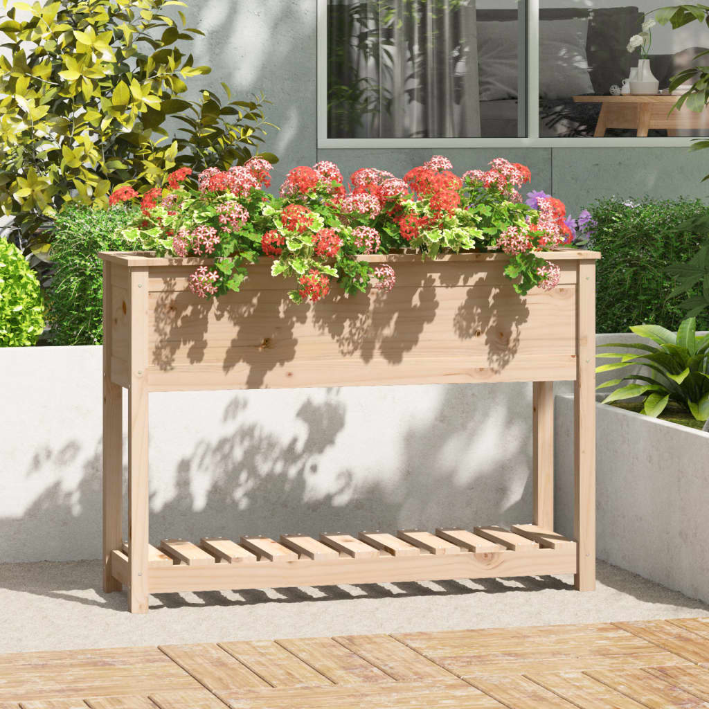 vidaXL Planter with Shelf 111.5x34.5x81 cm Solid Wood Pine