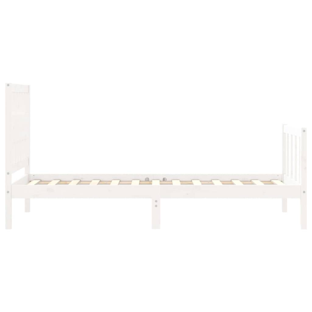 vidaXL Bed Frame with Headboard White Single Solid Wood