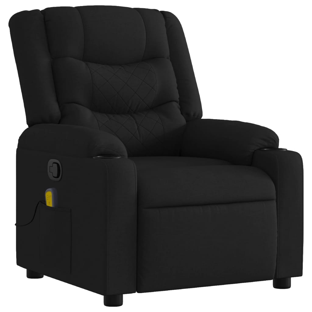 vidaXL Massage Recliner Chair Black Fabric