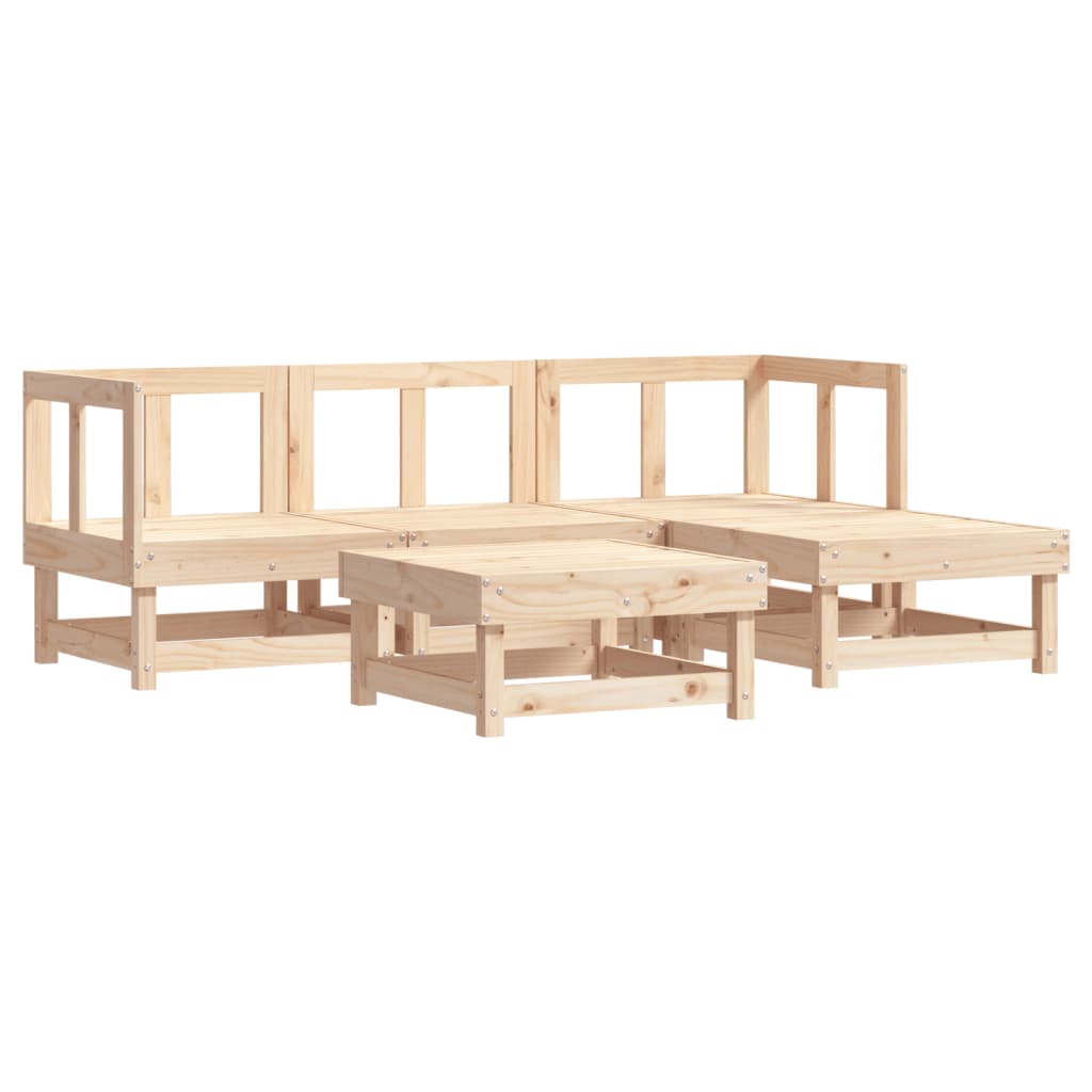 vidaXL 5 Piece Garden Lounge Set with Cushions Solid Wood