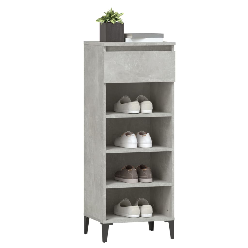 vidaXL Shoe Rack Concrete Grey 40x36x105 cm Engineered Wood