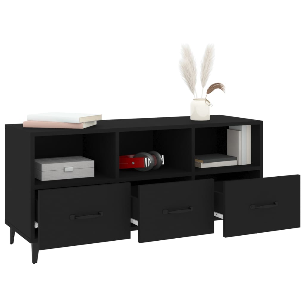 vidaXL TV Cabinet Black 102x35x50 cm Engineered Wood