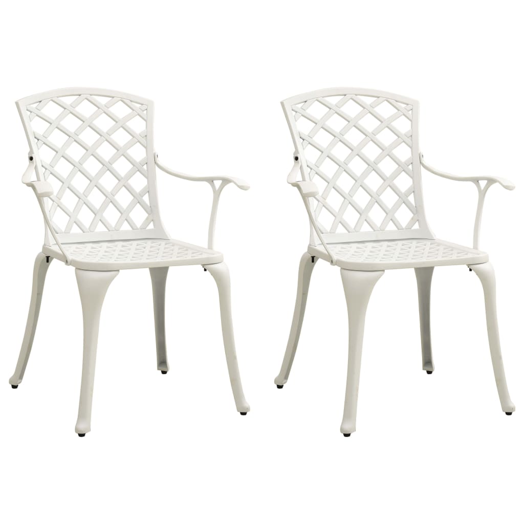 vidaXL Garden Chairs 2 pcs Cast Aluminium White