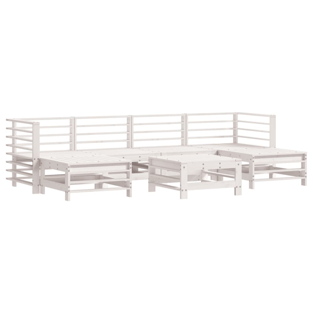 vidaXL 7 Piece Garden Lounge Set with Cushions White Solid Wood