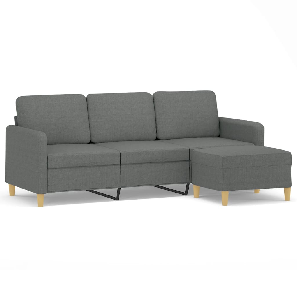 vidaXL 3-Seater Sofa with Footstool Dark Grey 180 cm Fabric