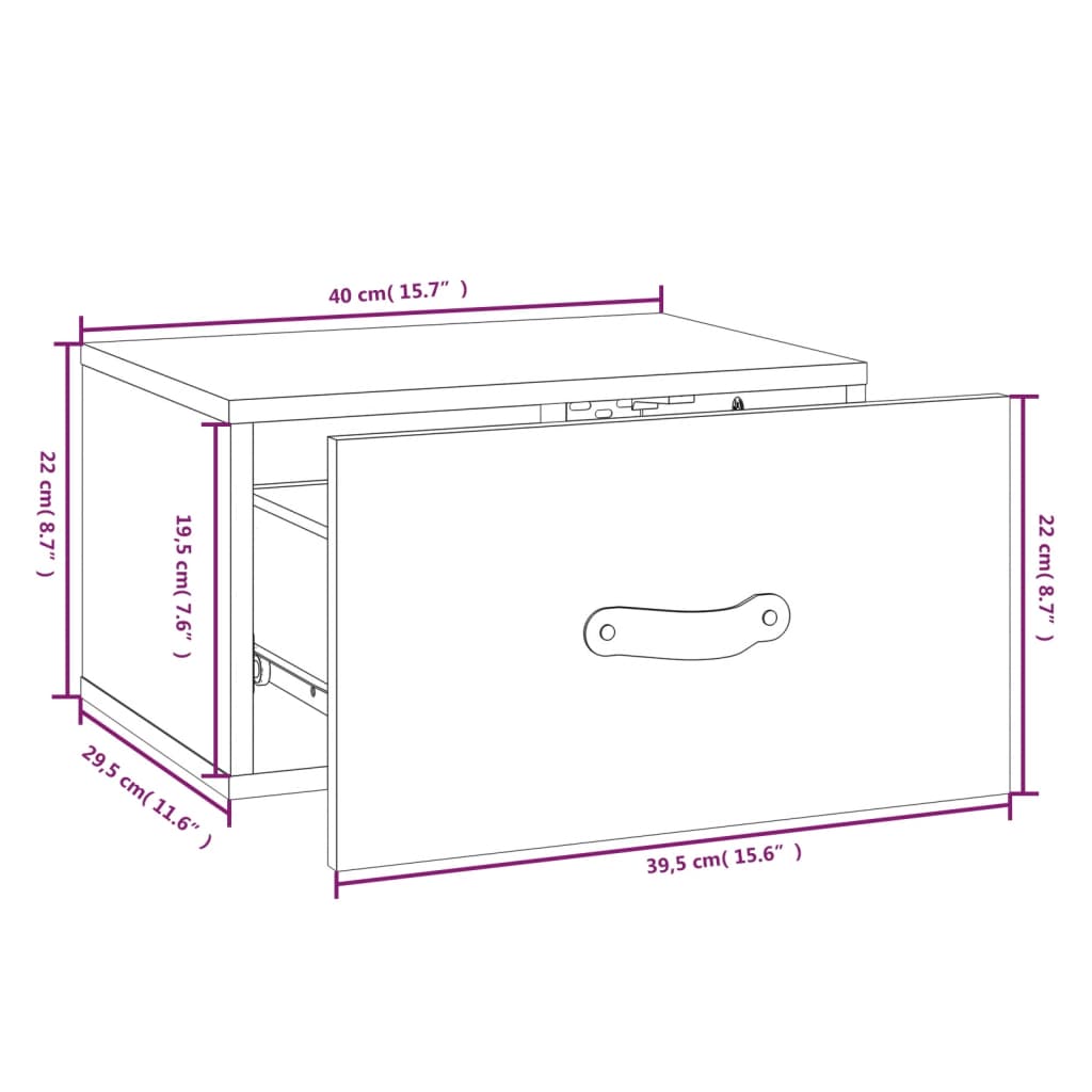 vidaXL Wall-mounted Bedside Cabinets 2 pcs 40x29.5x22 cm