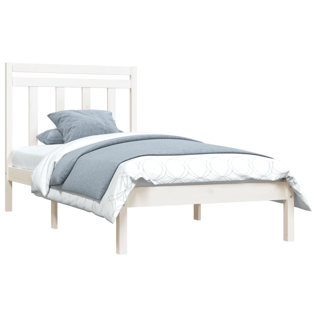 vidaXL Bed Frame without Mattress White 90x190 cm Single Solid Wood