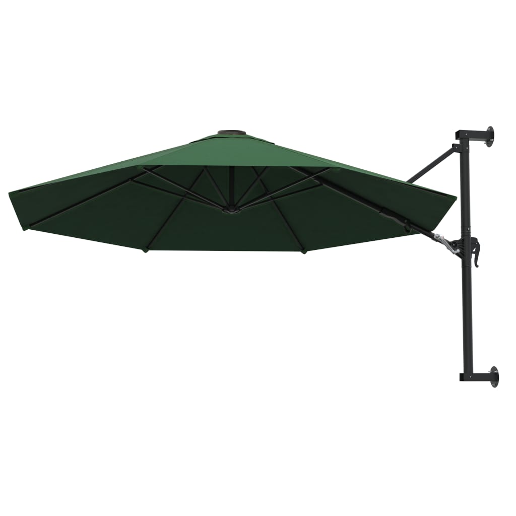 vidaXL Wall-Mounted Garden Parasol with Metal Pole 300 cm Green