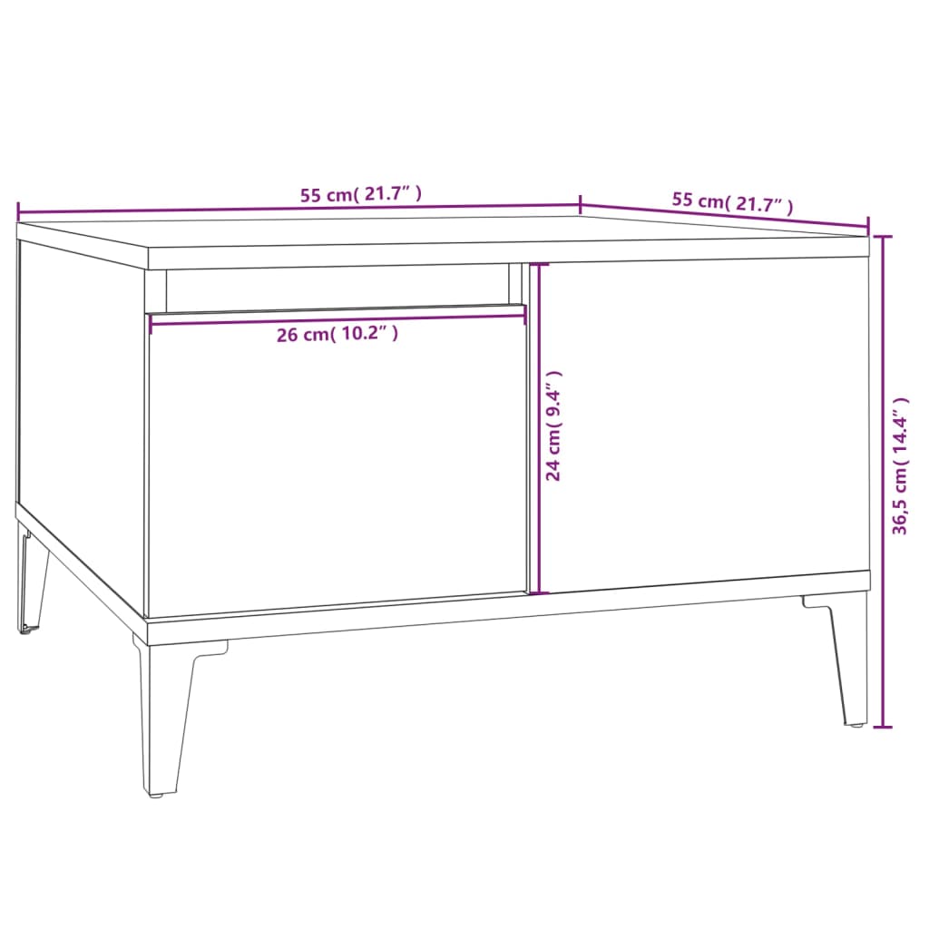 vidaXL Coffee Table Concrete Grey 55x55x36.5 cm Engineered Wood