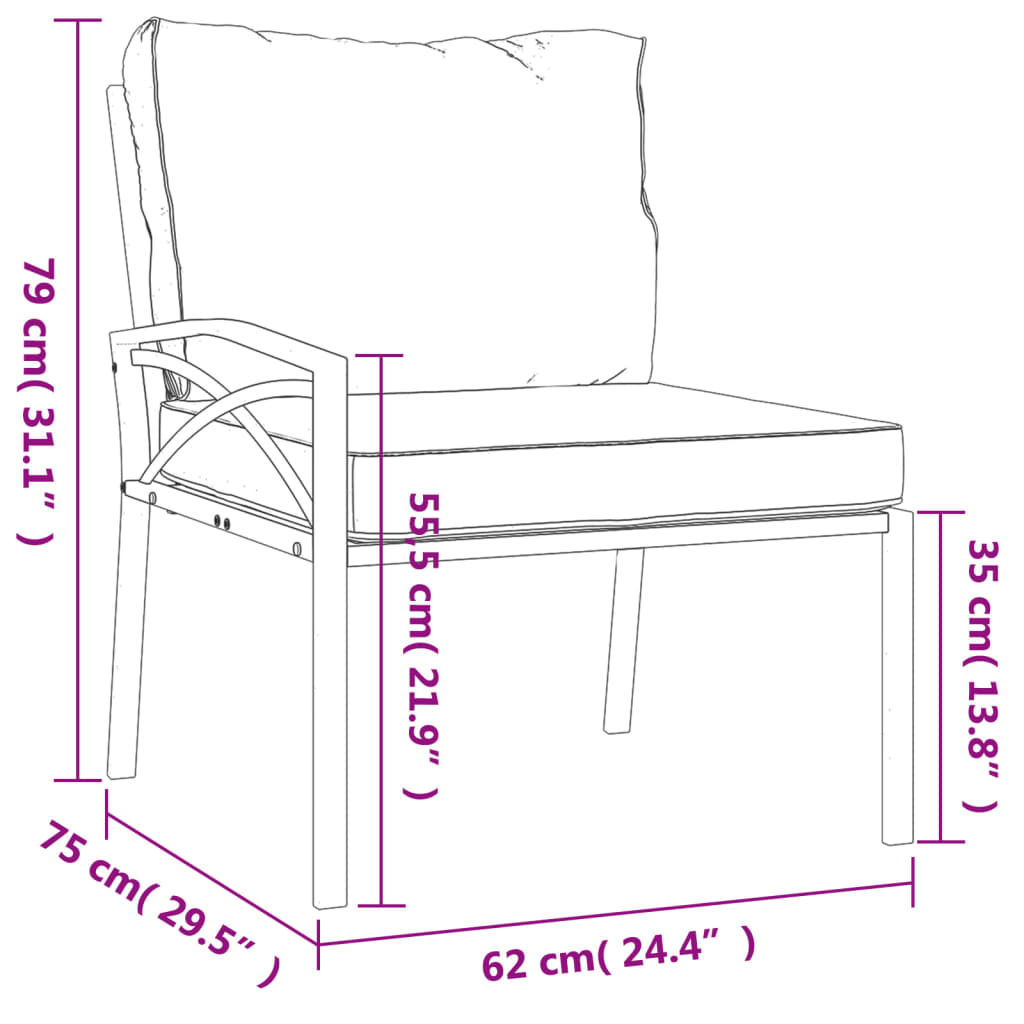 vidaXL 7 Piece Garden Lounge Set with Grey Cushions Steel