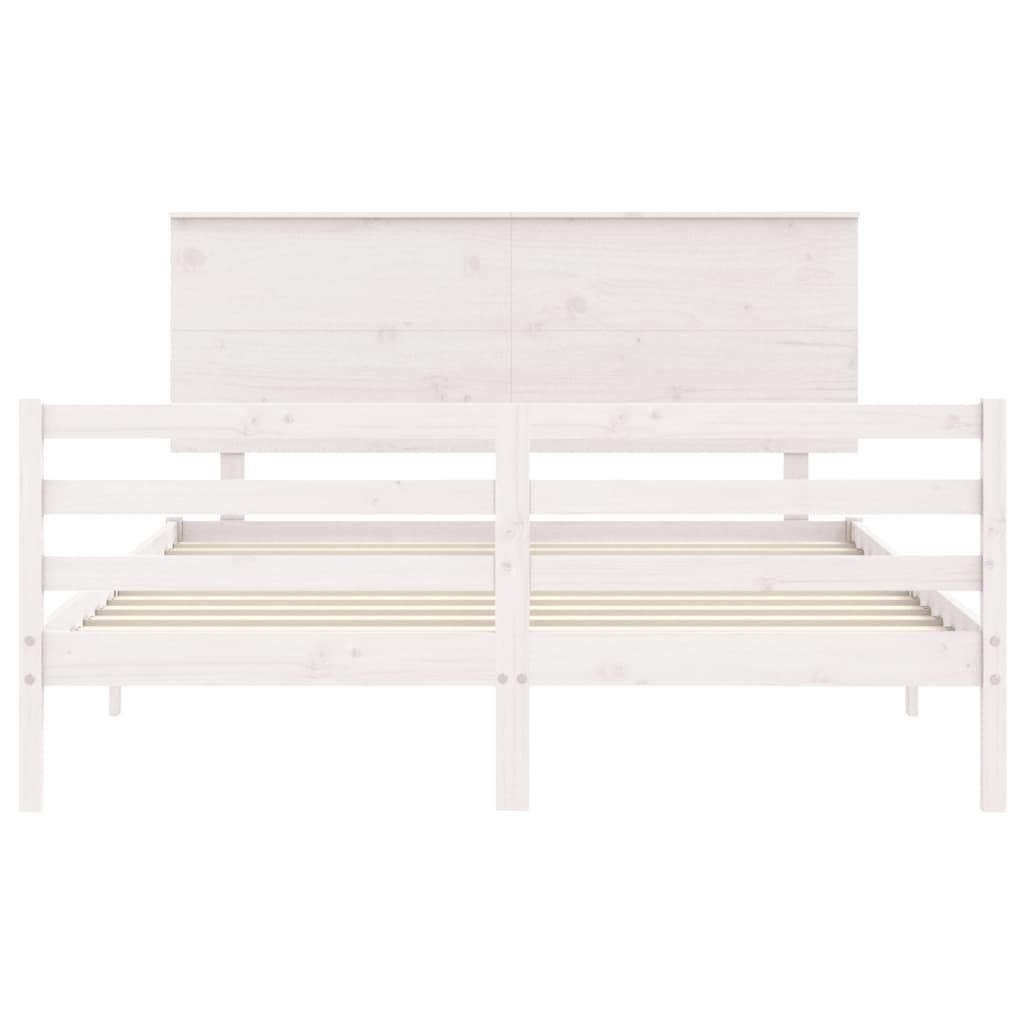 vidaXL Bed Frame without Mattress White King Size Solid Wood