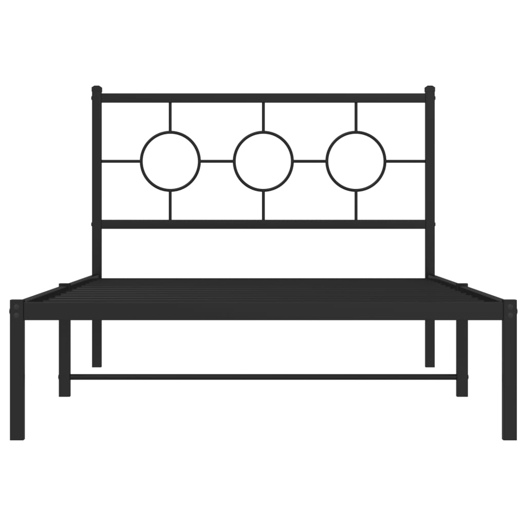 vidaXL Metal Bed Frame without Mattress with Headboard Black 107x203 cm