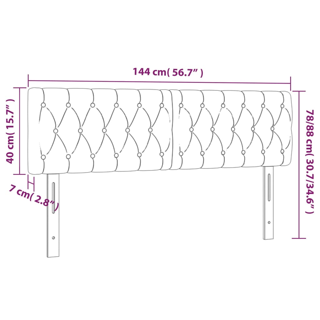 vidaXL LED Headboard Dark Grey 144x7x78/88 cm Fabric