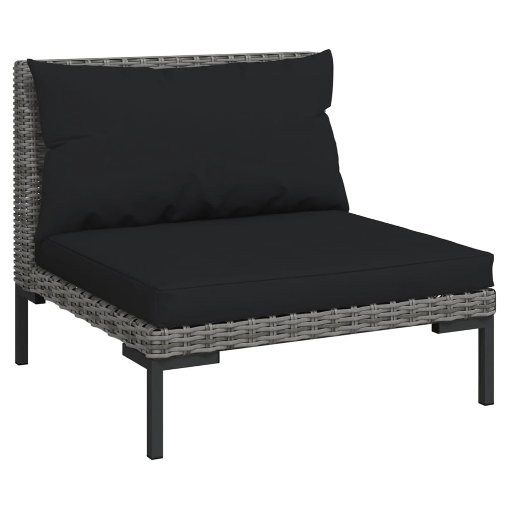 vidaXL 4 Piece Garden Lounge Set with Cushions Poly Rattan Dark Grey