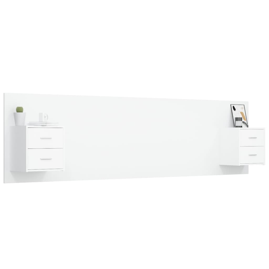 vidaXL Bed Headboard with Cabinets White Engineered Wood