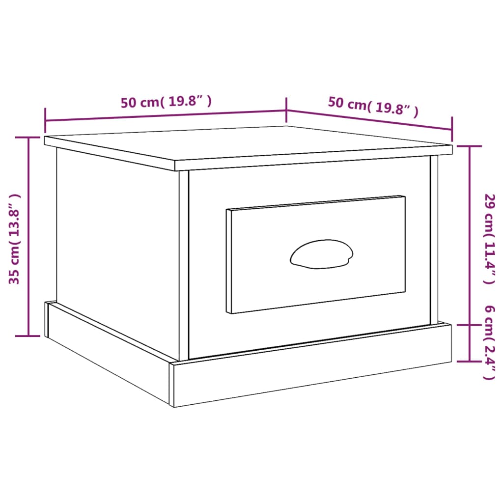 vidaXL Coffee Table Brown Oak 50x50x35 cm Engineered Wood