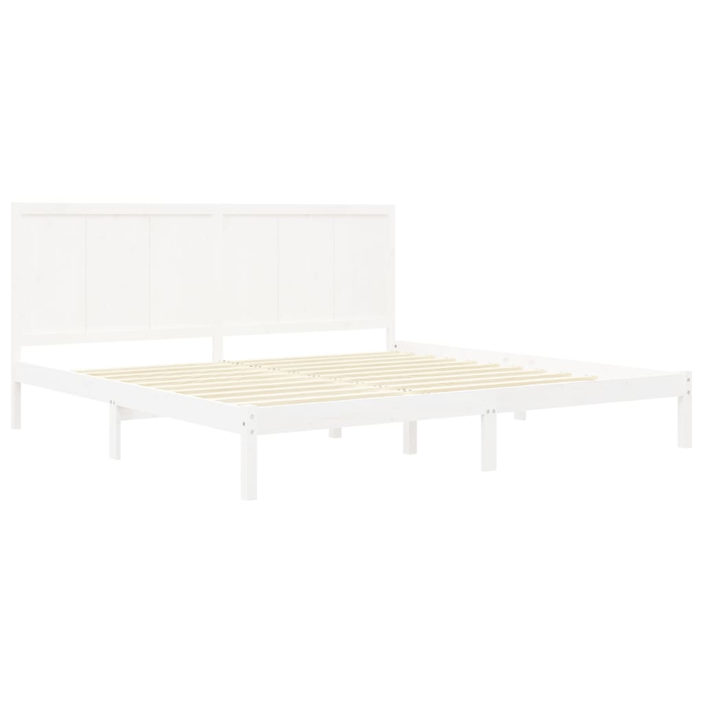 vidaXL Bed Frame White Solid Wood Pine 180x200 cm Super King Size