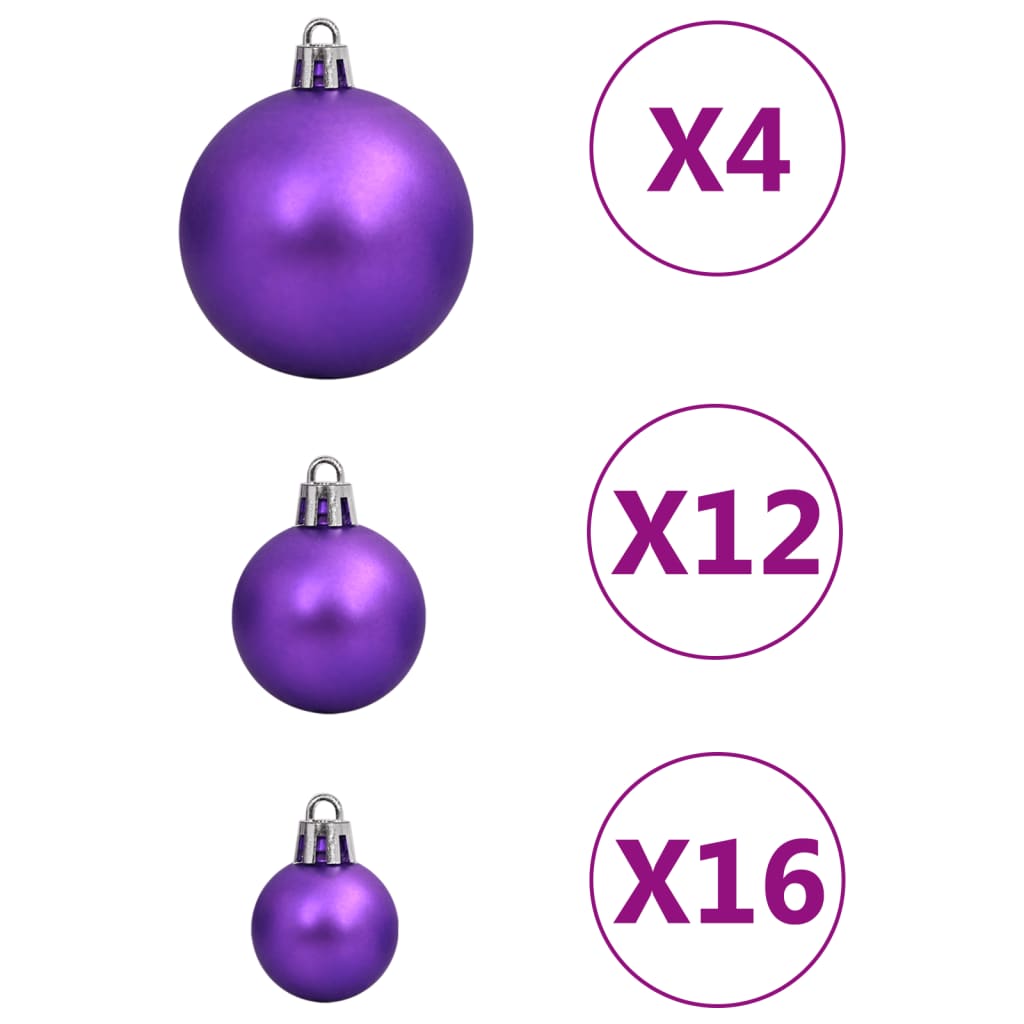 vidaXL 111 Piece Christmas Bauble Set Purple Polystyrene