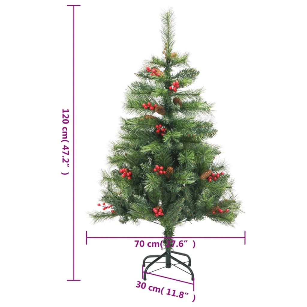 vidaXL Artificial Hinged Christmas Tree 150 LEDs & Ball Set 120 cm