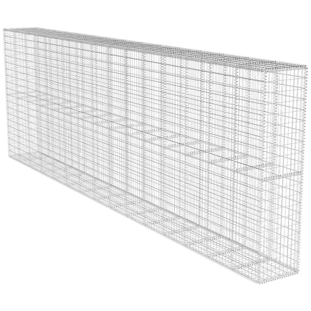 vidaXL Gabion Wall with Cover Galvanised Steel 600x50x200 cm