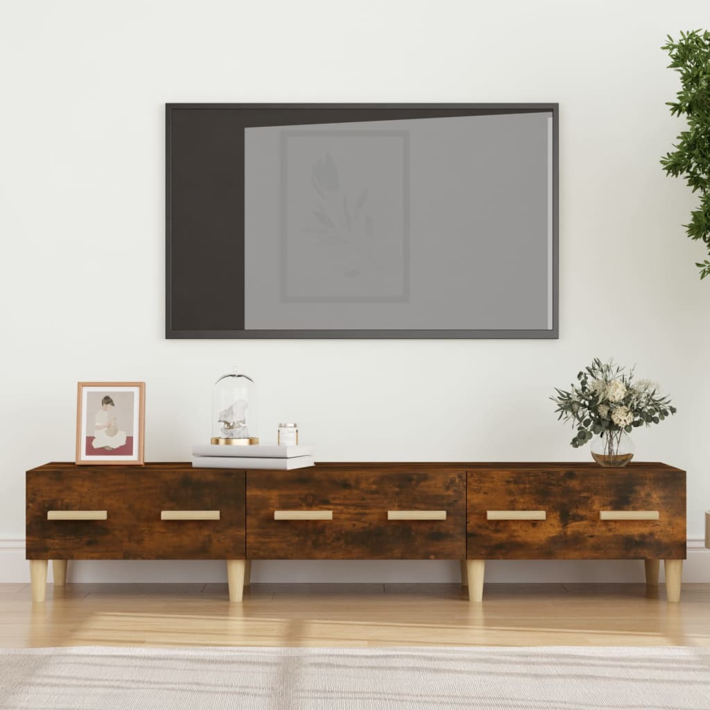 vidaXL TV Cabinet Smoked Oak 150x34.5x30 cm Engineered Wood