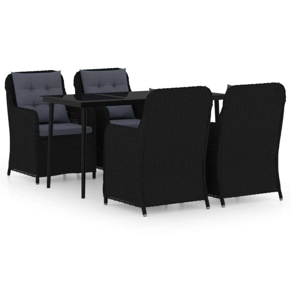 vidaXL 5 Piece Garden Dining Set Black