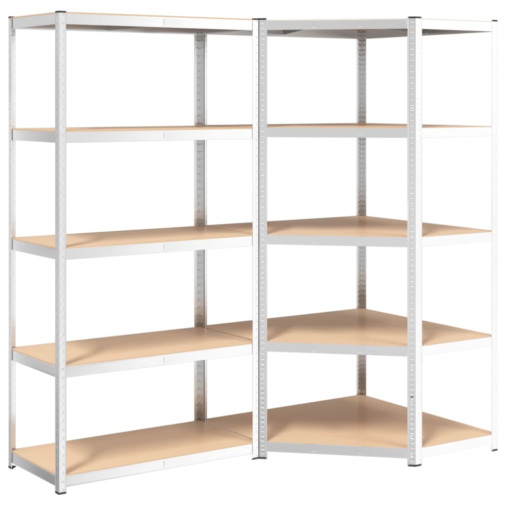 vidaXL 5-Layer Shelves 2 pcs Silver Steel&Engineered Wood