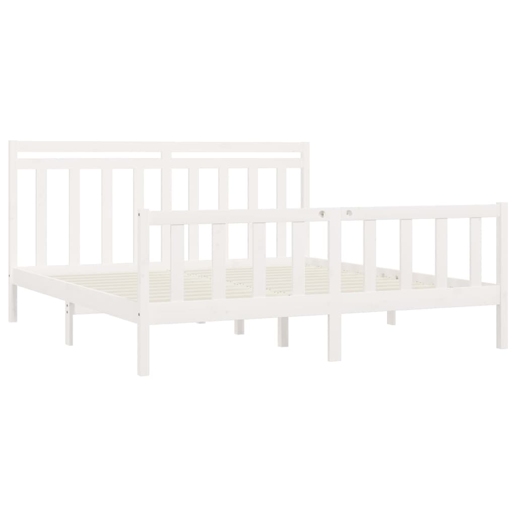 vidaXL Bed Frame without Mattress White Solid Wood Pine 180x200 cm Super King