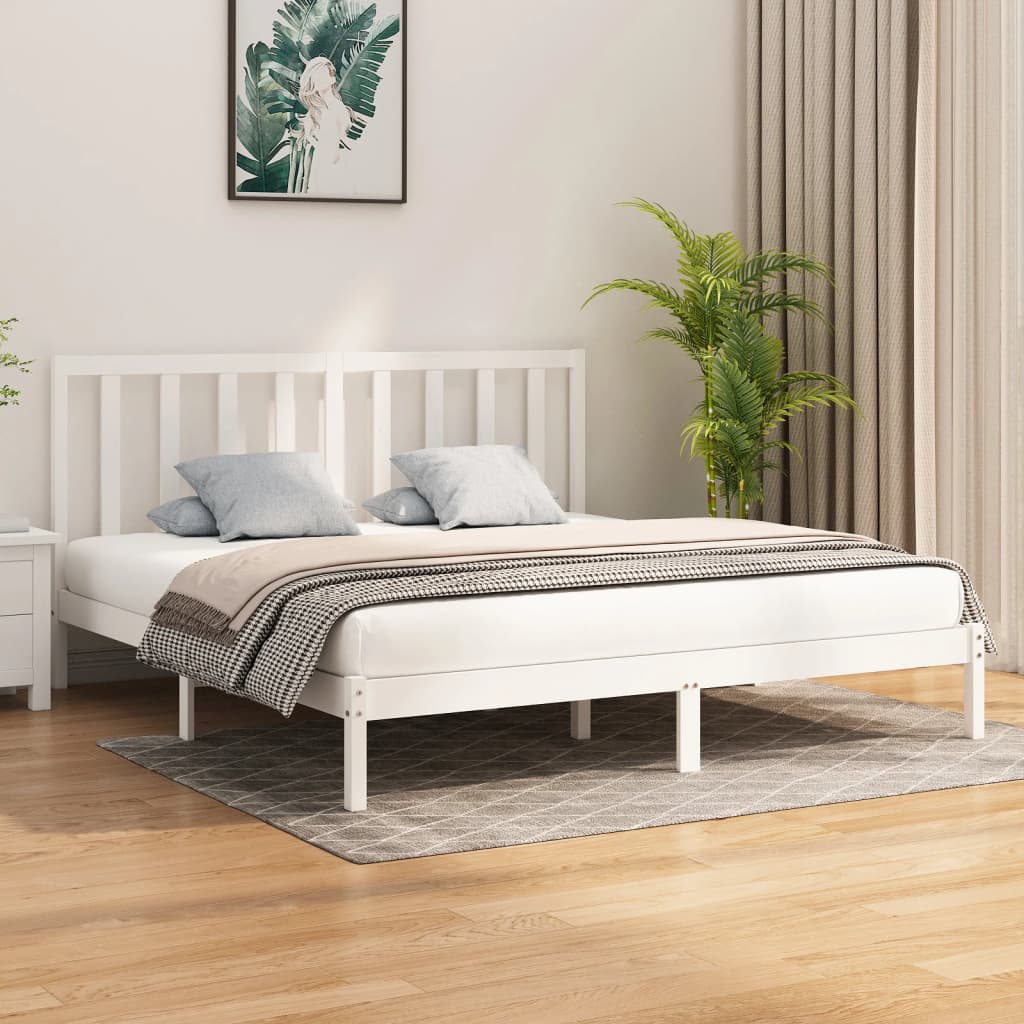 vidaXL Bed Frame without Mattress White 180x200 cm Super King Solid Wood