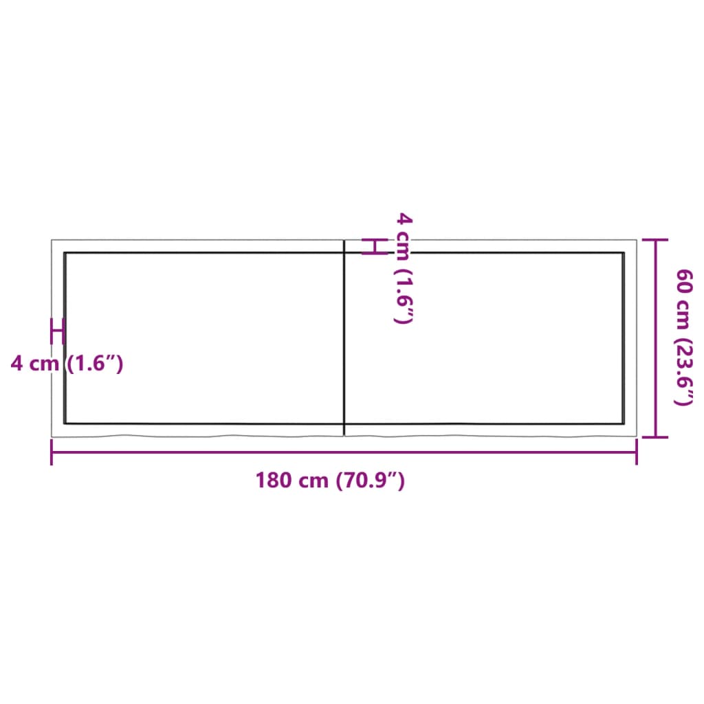 vidaXL Wall Shelf Light Brown 180x60x(2-4) cm Treated Solid Wood Oak