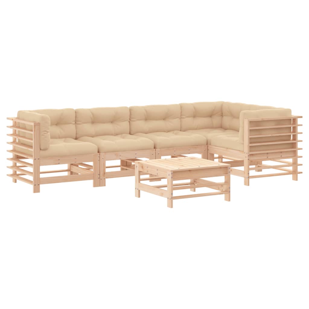 vidaXL 6 Piece Garden Lounge Set with Cushions Solid Wood