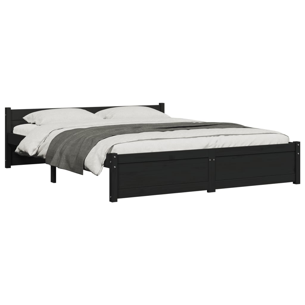 vidaXL Bed Frame without Mattress Black Solid Wood 150x200 cm King Size