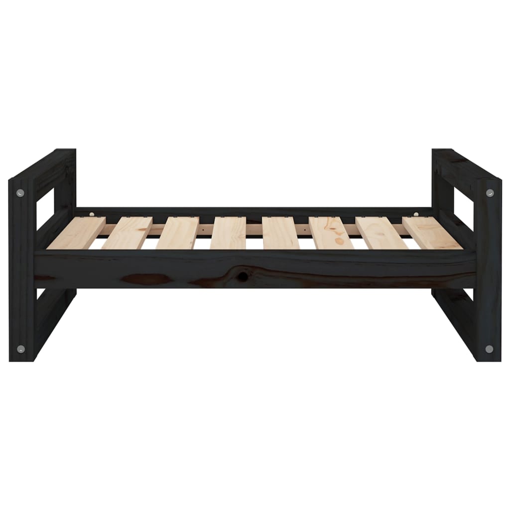 vidaXL Dog Bed Black 75.5x55.5x28 cm Solid Pine Wood