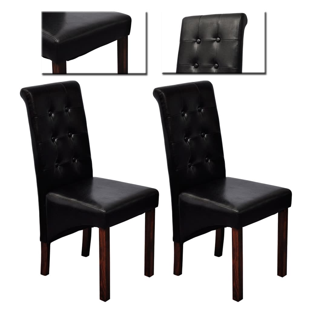 vidaXL Dining Chairs 2 pcs Black Faux Leather