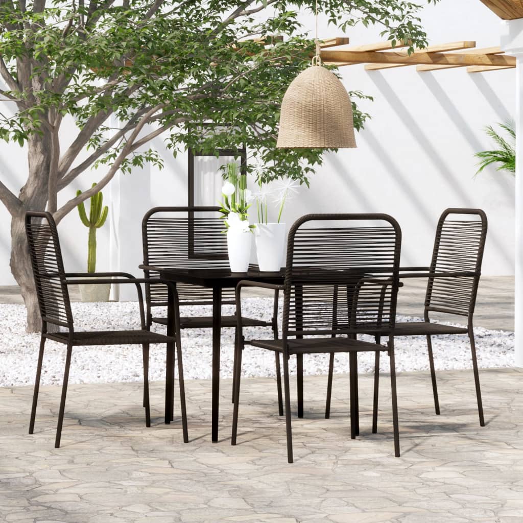 vidaXL 5 Piece Garden Dining Set Black