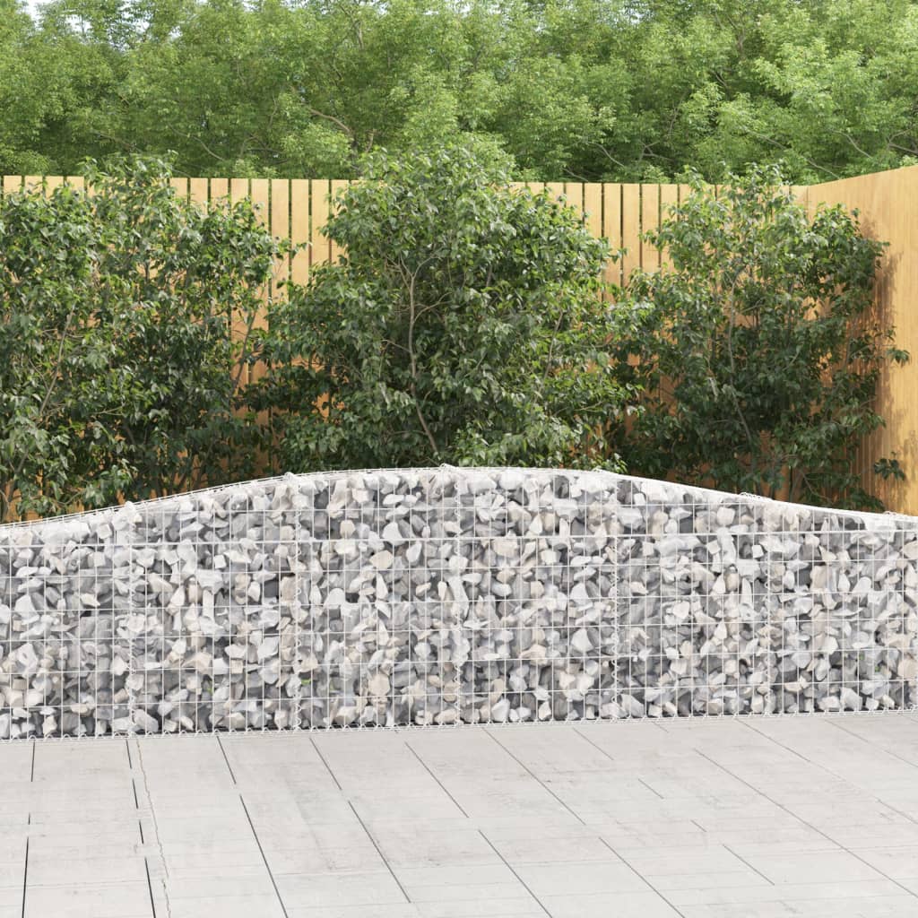 vidaXL Arched Gabion Basket 400x30x60/80 cm Galvanised Iron