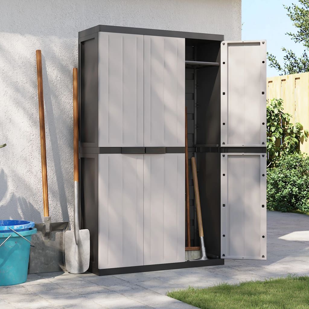 vidaXL Outdoor Storage Cabinet Grey and Black 97x37x165 cm PP