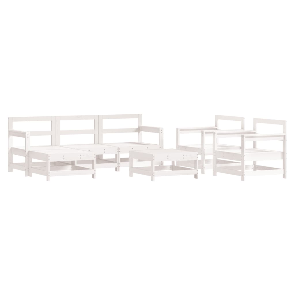vidaXL 7 Piece Garden Lounge Set with Cushions White Solid Wood