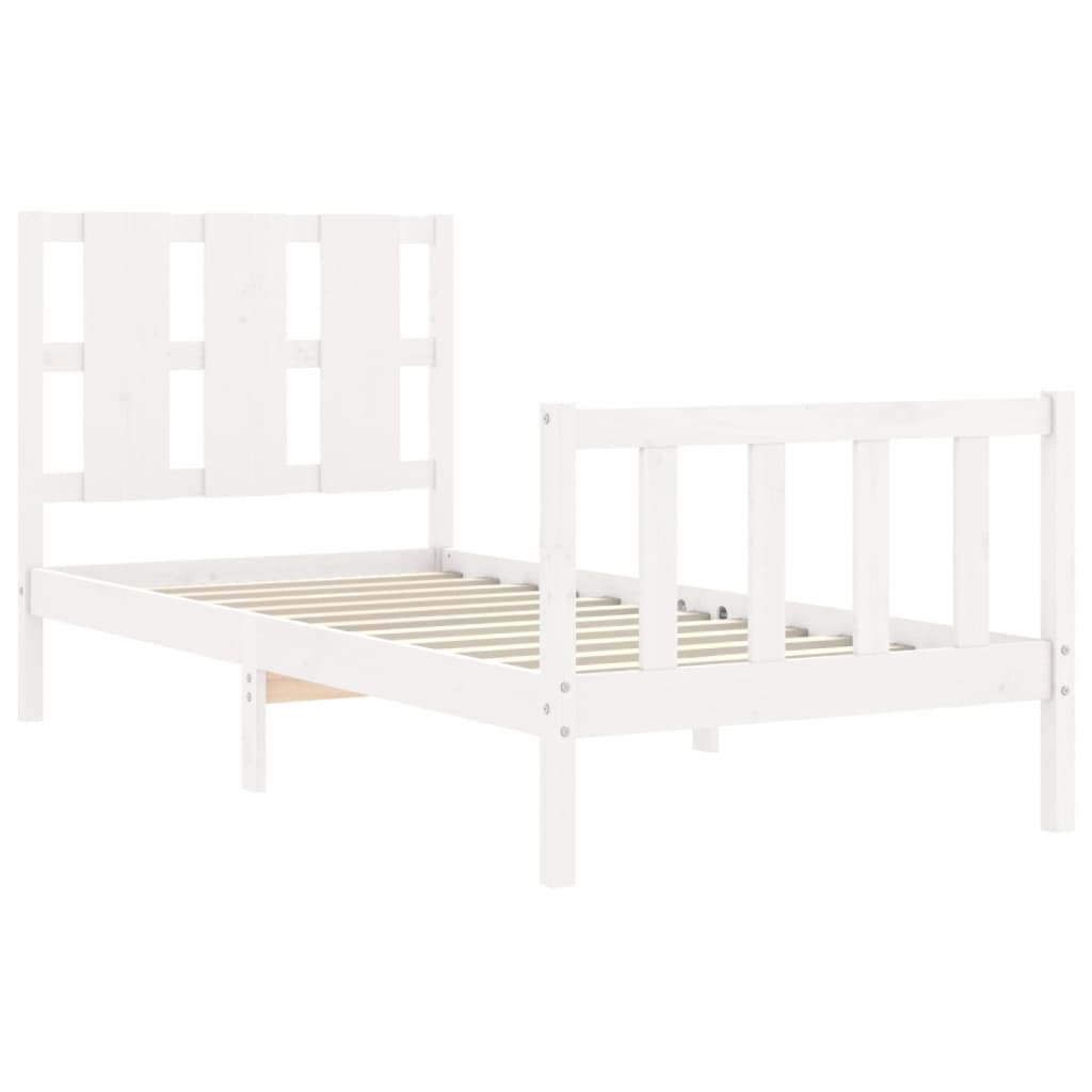 vidaXL Bed Frame without Mattress White 90x190 cm Single Solid Wood Pine