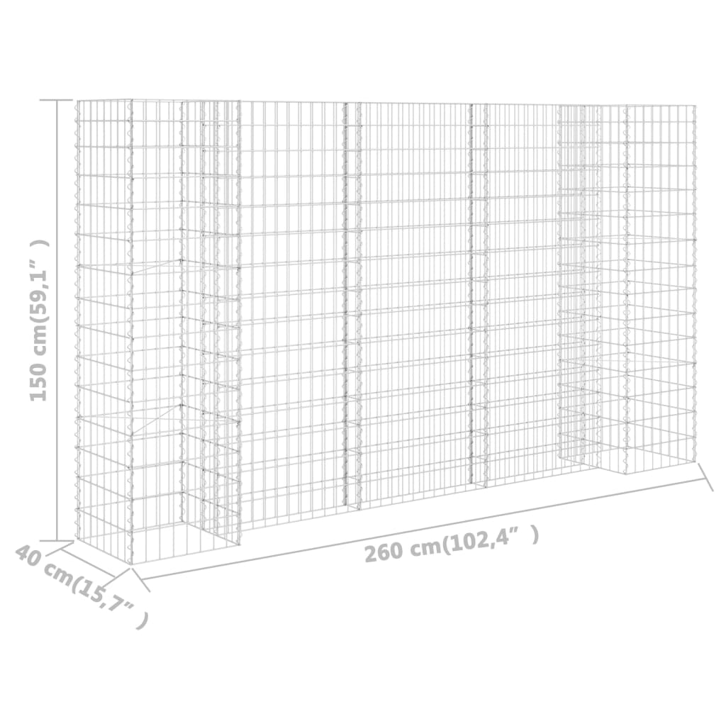 vidaXL H-Shaped Gabion Planter Steel Wire 260x40x150 cm