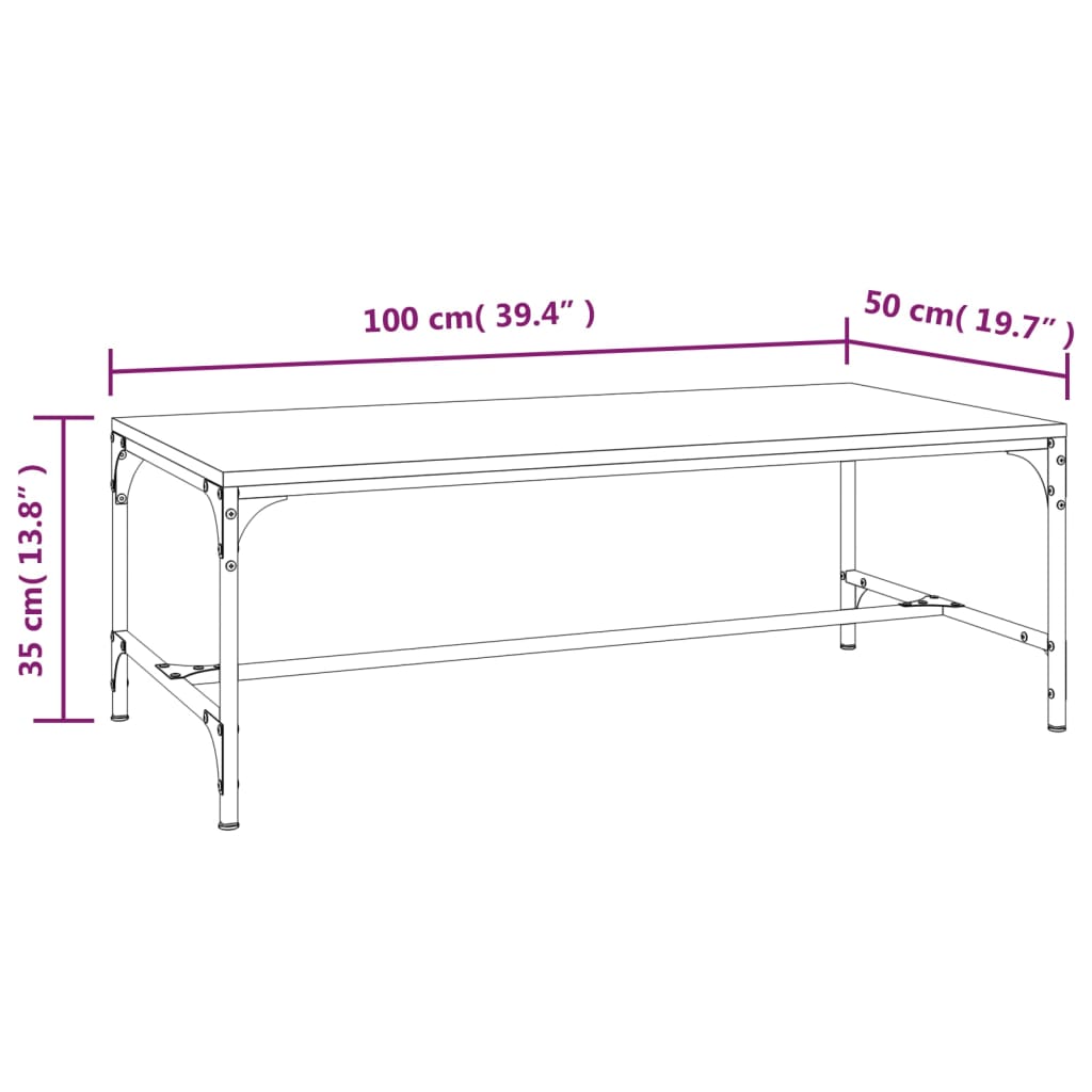 vidaXL Coffee Table Smoked Oak 100x50x35 cm Engineered Wood