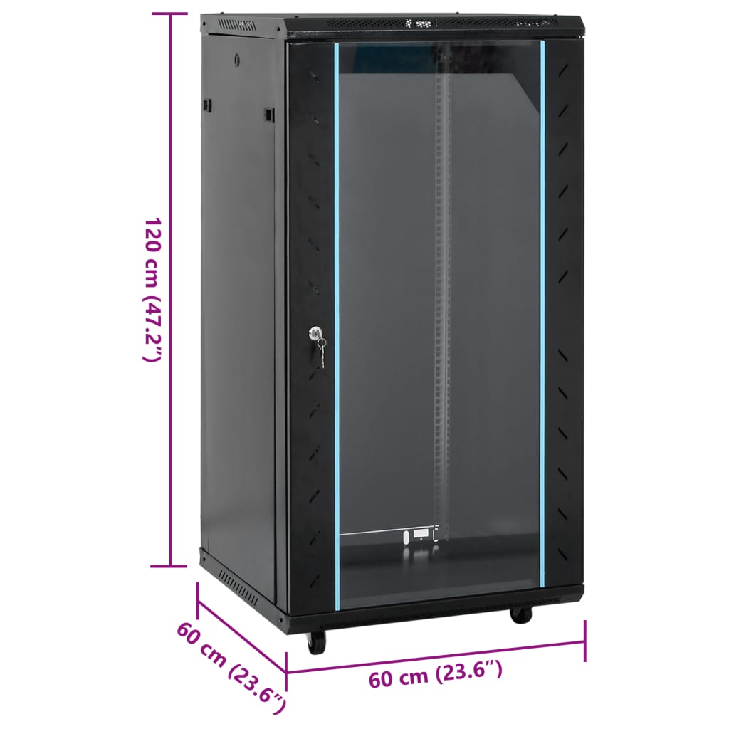 vidaXL 22U Network Cabinet 19" IP20 Black 60x60x120 cm